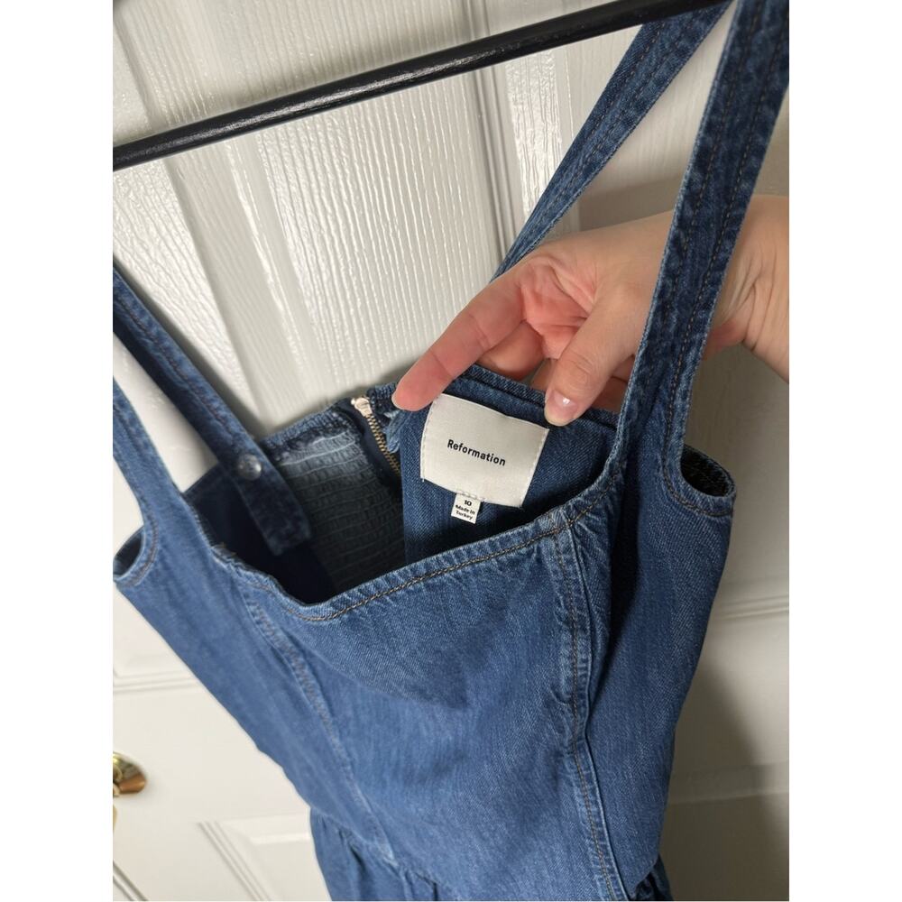 Reformation Janu Denim Midi Dress 10 - Picture 7 of 8